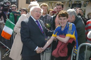 President did a walk about in Stratford upon Avon and met Cormac wearing his Tipperary jersey .Gerry Molumby