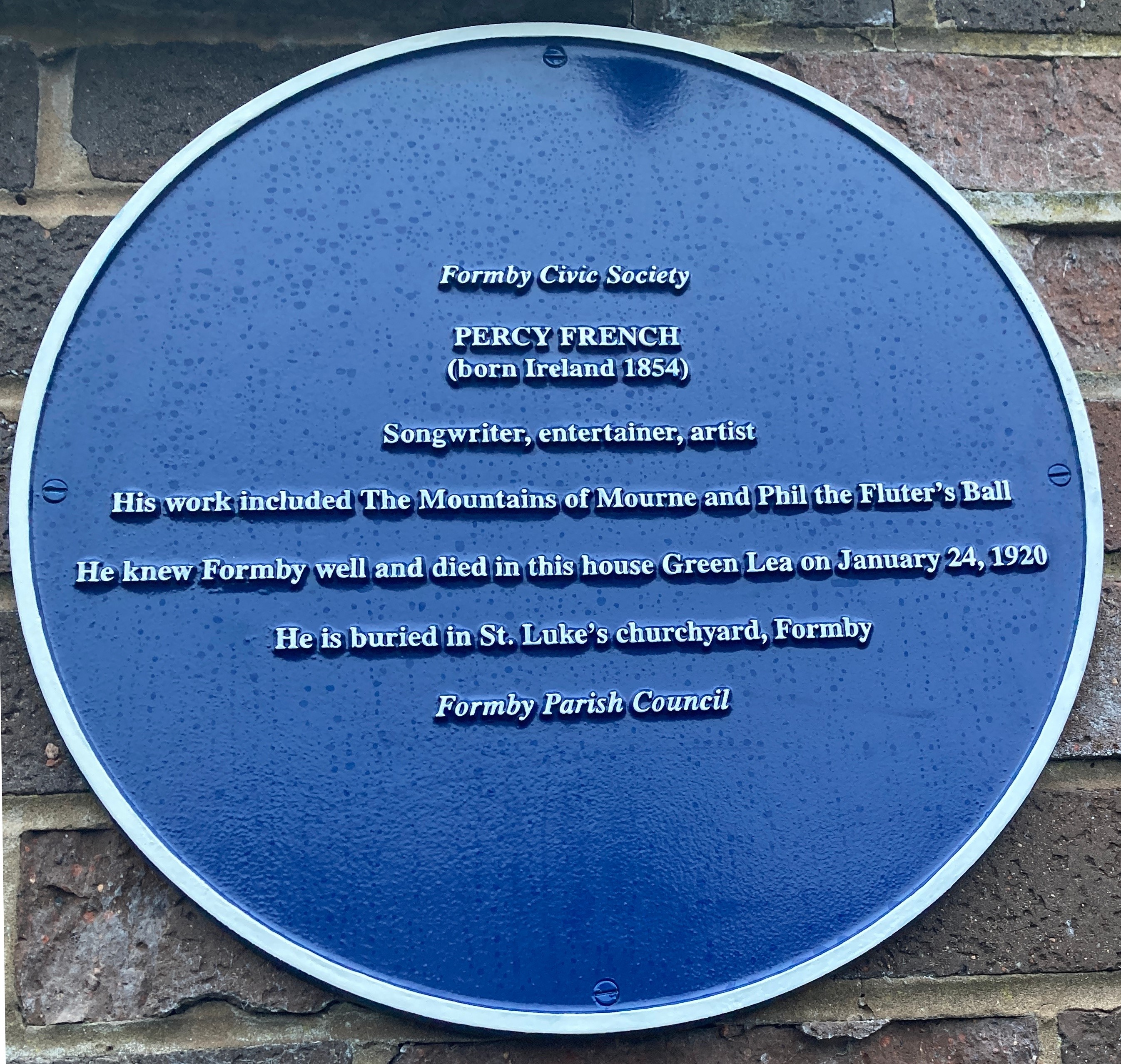 Cillege Ave No 23 2021 11 09 Blue Plaque For Percy French Fitted At Greenlea V2 4