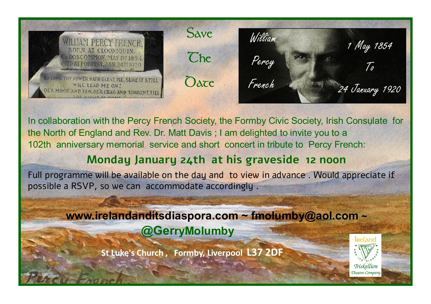 Percy French 102 memorial at graveside January 24th 2022 Gerry Molumby