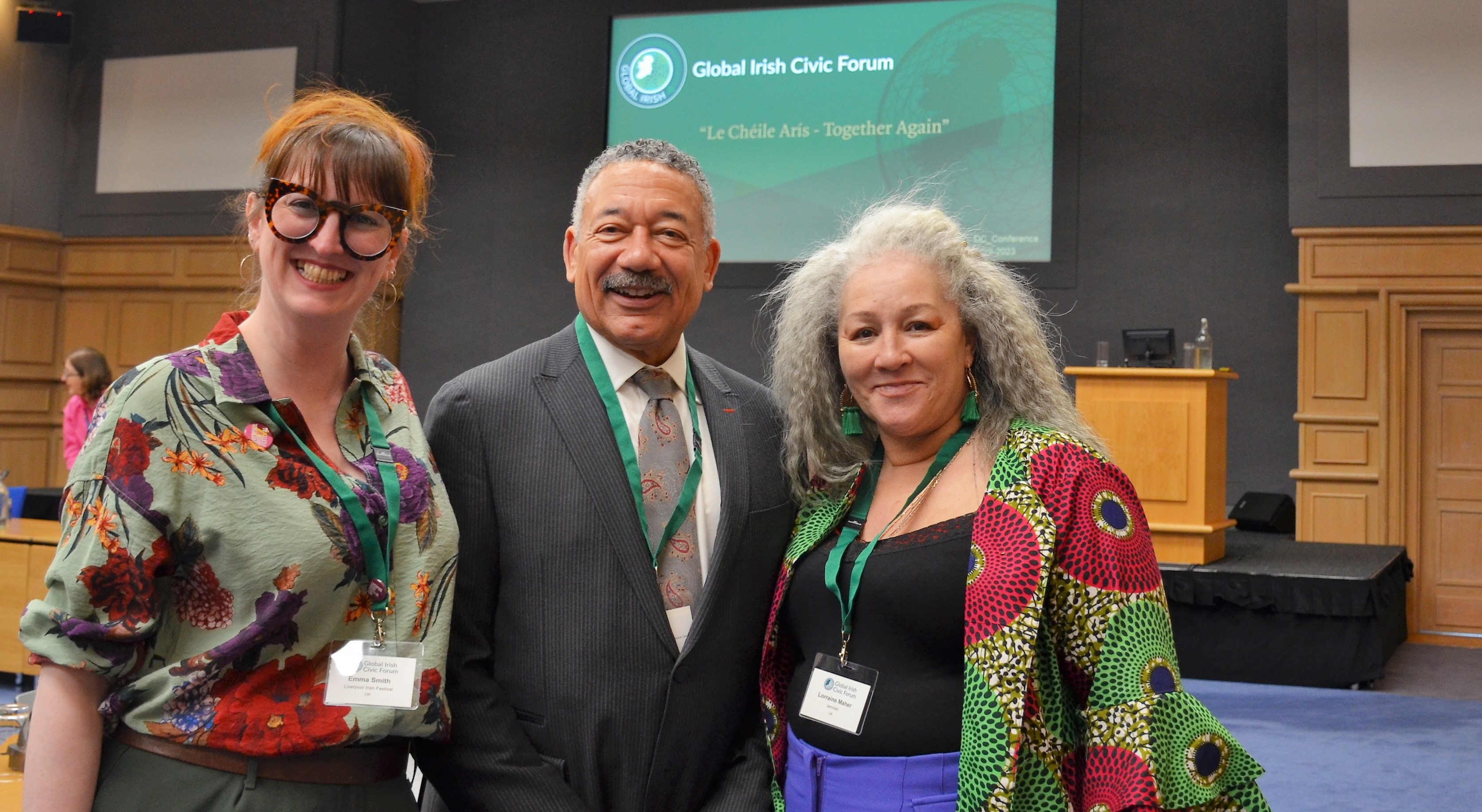 Emma Smith (Liverpool Irish Festival) Dennis Brownlee (African American Irish Diaspora Network) and Lorraine Maher in Dublin